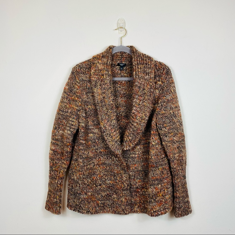 Talbots multicolor open front wool alpaca jacket Womens